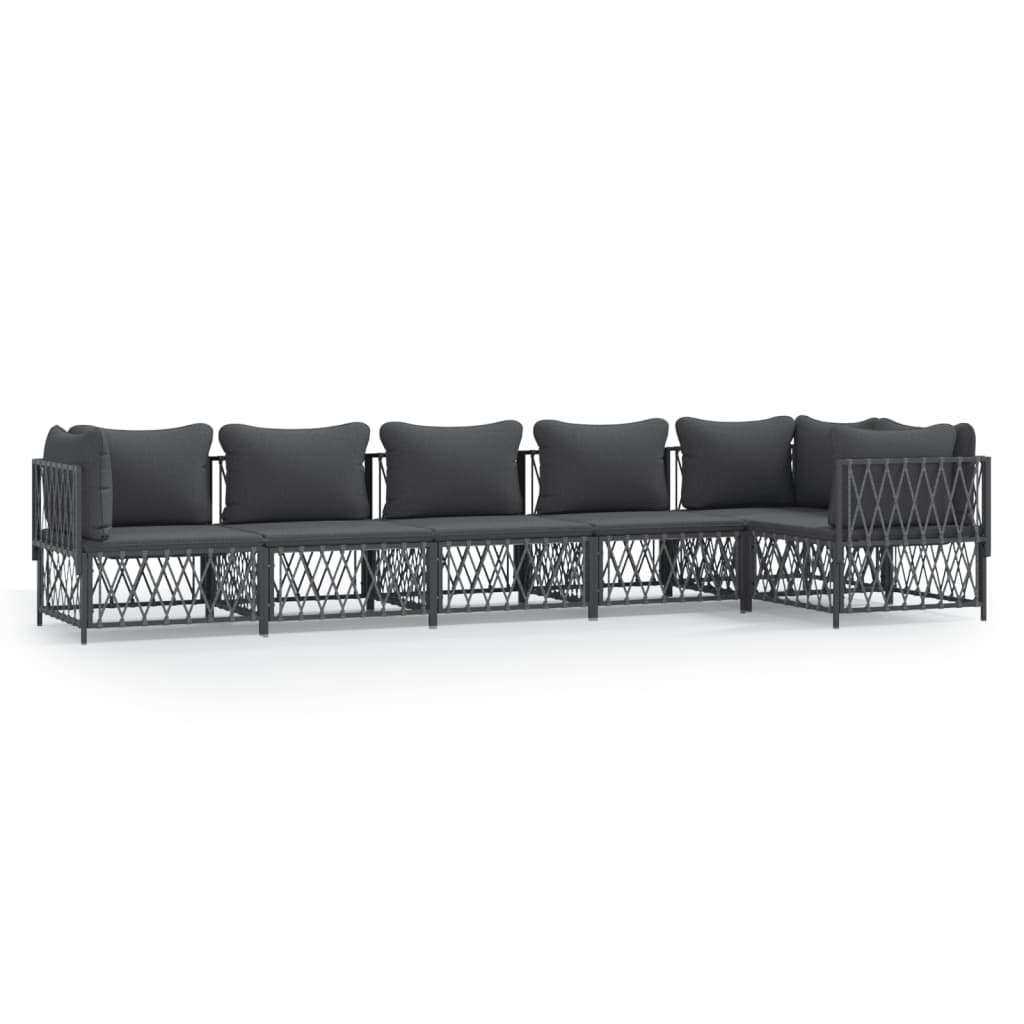 vidaXL 6-tlg. Garten-Lounge-Set mit Kissen Anthrazit Stahl