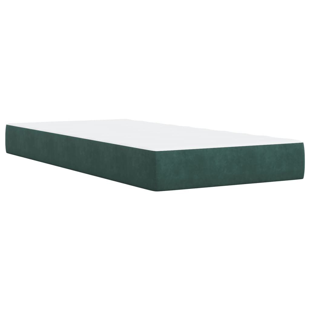 vidaXL Boxspringbett mit Matratze Dunkelgrün 90x190 cm Samt