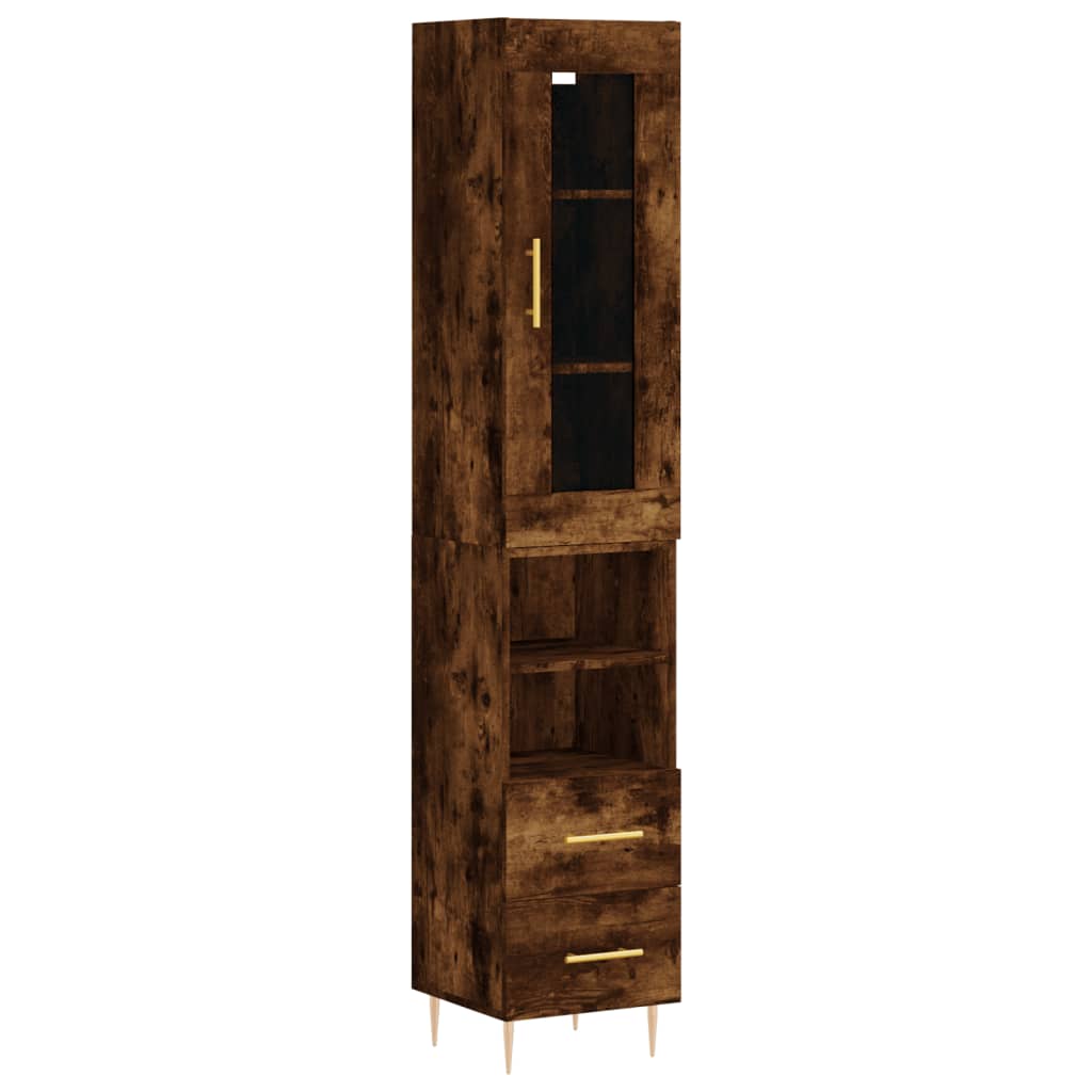 vidaXL Highboard Räuchereiche 34,5x34x180 cm Holzwerkstoff