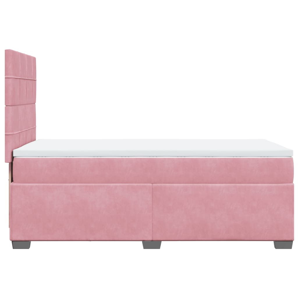 vidaXL Boxspringbett mit Matratze Rosa 80x200 cm Samt