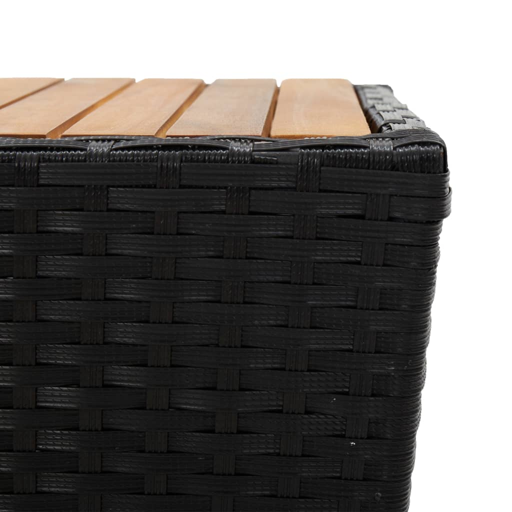 vidaXL 3-tlg. Bistro-Set Poly Rattan und Akazienholz Schwarz