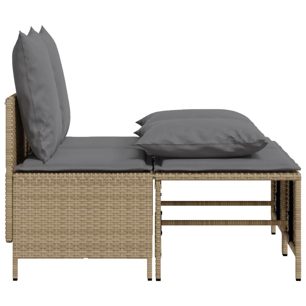 vidaXL 4-tlg. Garten-Sofagarnitur mit Kissen Beige Poly Rattan