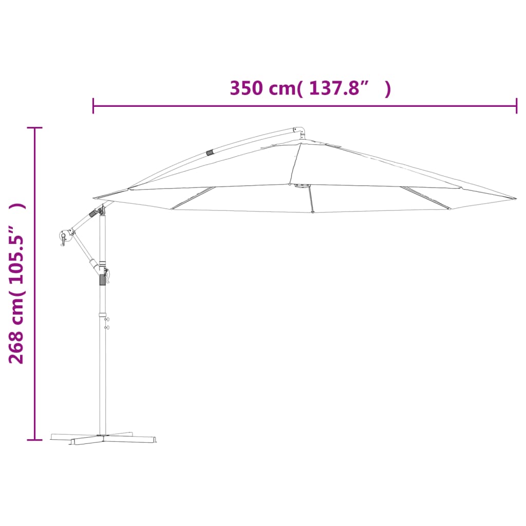 vidaXL Ampelschirm mit Aluminium-Mast 350 cm Terrakotta