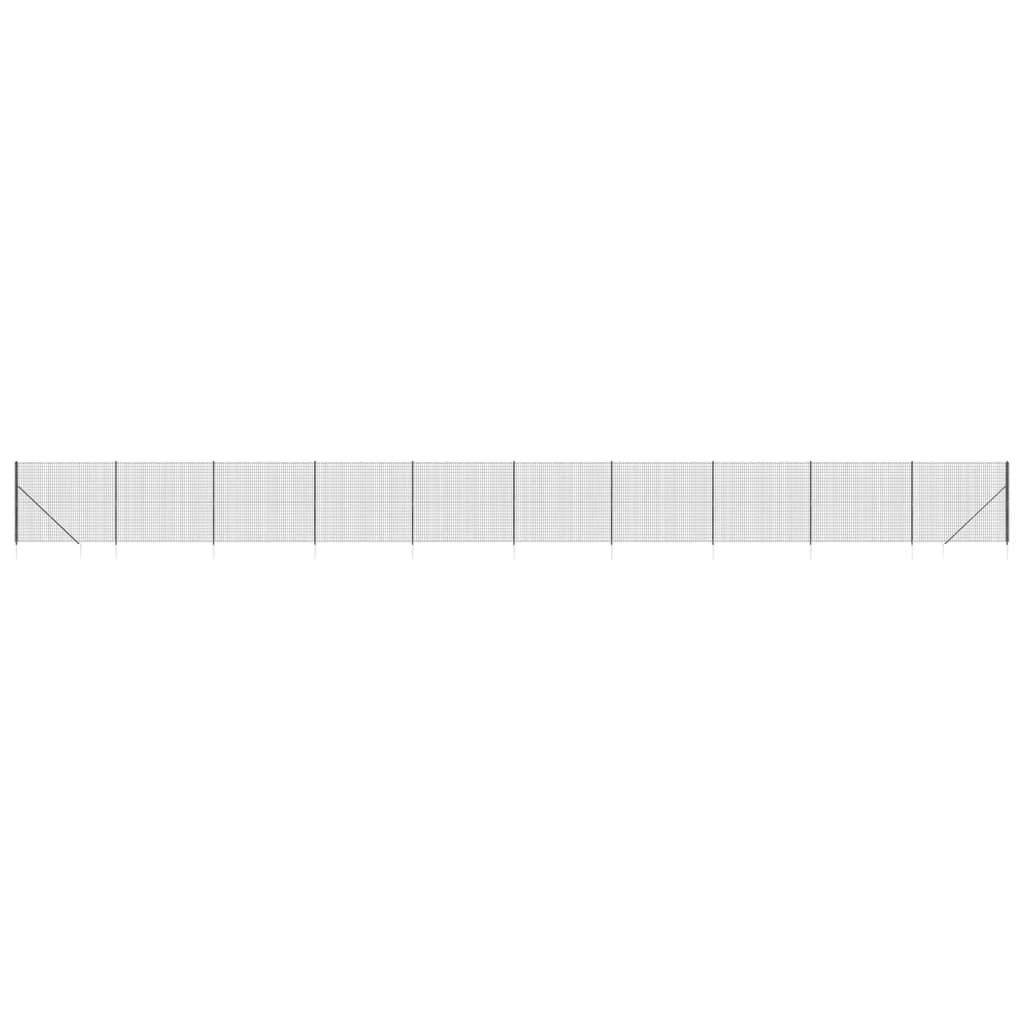 vidaXL Maschendrahtzaun mit Bodenhülsen Anthrazit 1,4x25 m