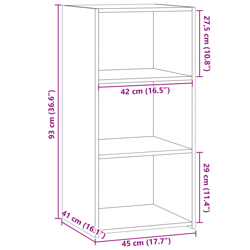 vidaXL Sideboard Grau Sonoma 45x41x93 cm Holzwerkstoff