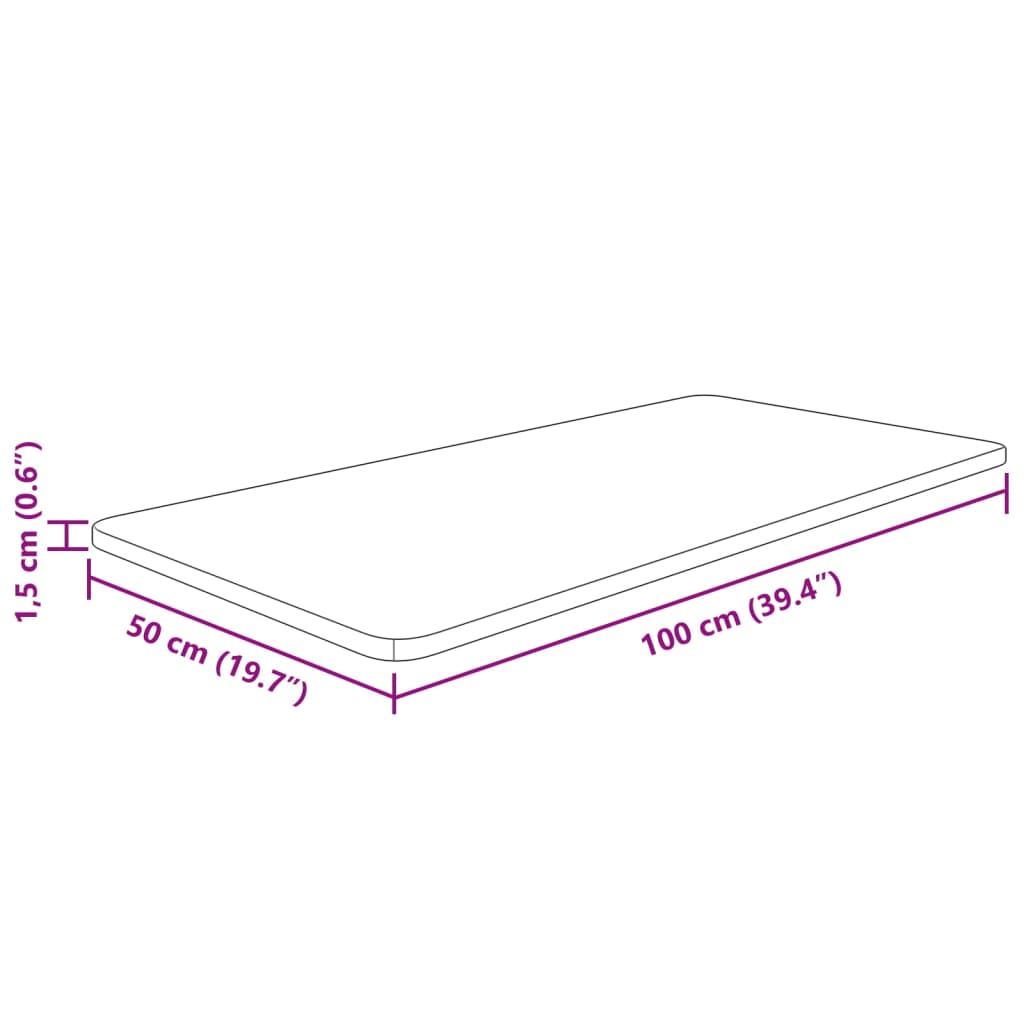 vidaXL Waschtischplatte Dunkelbraun 100x50x1,5 cm Massivholz Behandelt