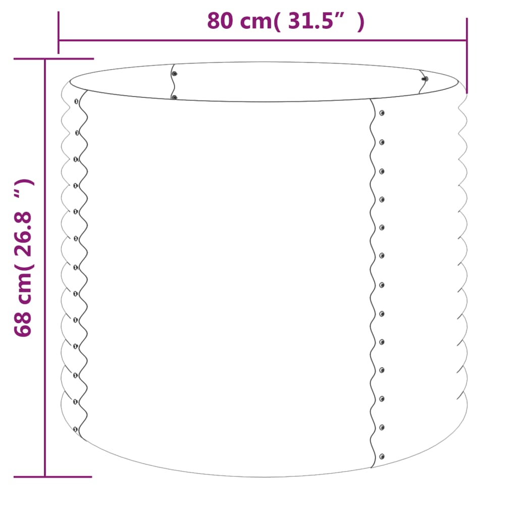 vidaXL Pflanzkübel Pulverbeschichteter Stahl 80x80x68 cm Grau