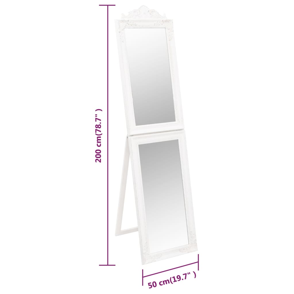 vidaXL Standspiegel Weiß 50x200 cm