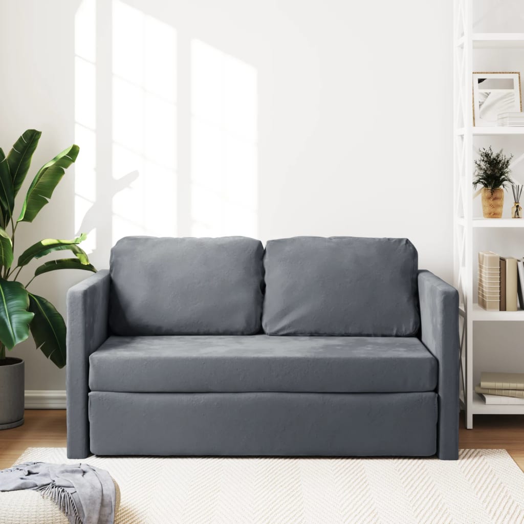 vidaXL Bodensofa mit Schlaffunktion Dunkelgrau 122x204x55 cm Samt