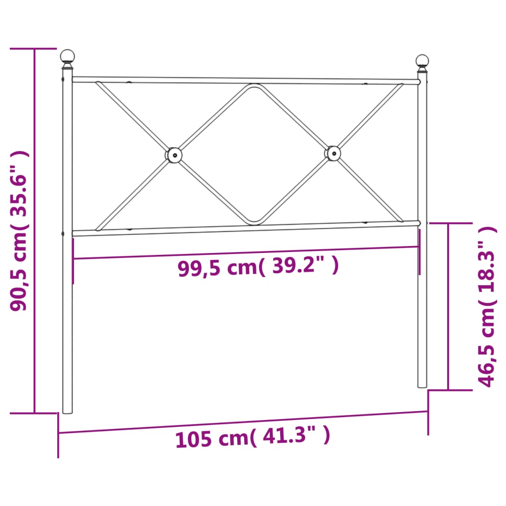 vidaXL Kopfteil Metall Schwarz 100 cm