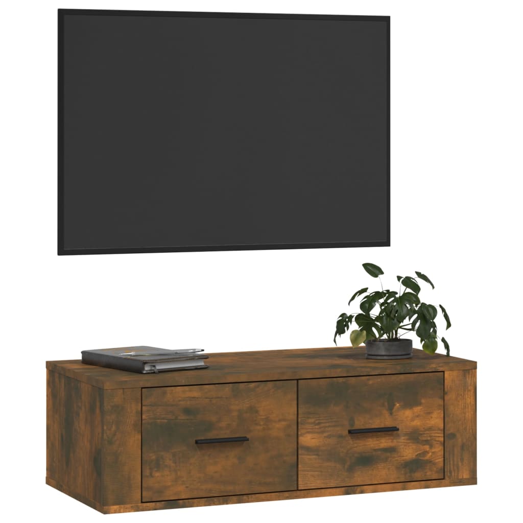 vidaXL TV-Wandschrank Räuchereiche 80x36x25 cm Holzwerkstoff