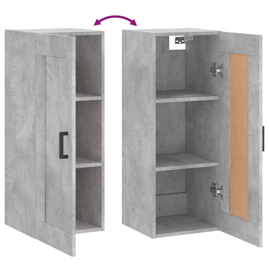 vidaXL Wandschrank Betongrau 34,5x34x90 cm Holzwerkstoff