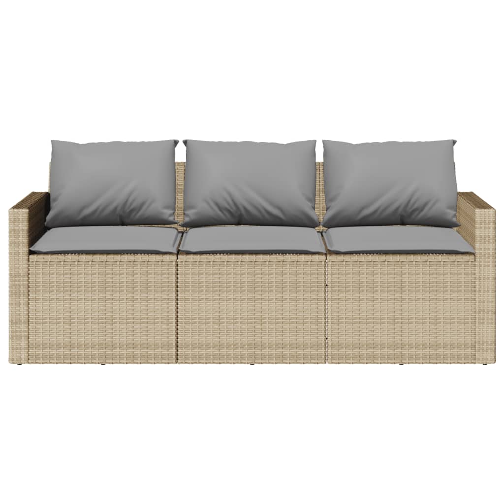 vidaXL 2-tlg. Garten-Essgruppe mit Kissen Beige Poly Rattan