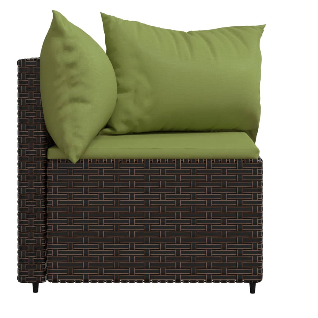 vidaXL Garten-Ecksofas mit Kissen 2 Stk. Braun Poly Rattan