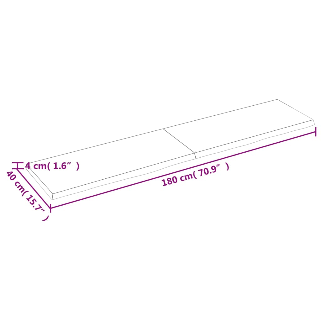 vidaXL Wandregal Hellbraun 180x40x(2-4) cm Massivholz Eiche Behandelt