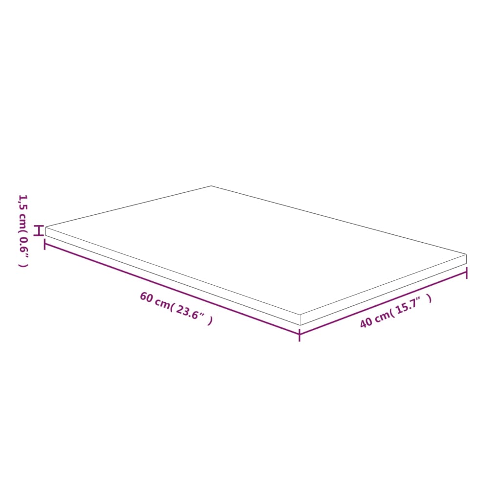 vidaXL Waschtischplatte 60x40x1,5 cm Massivholz Unbehandelt