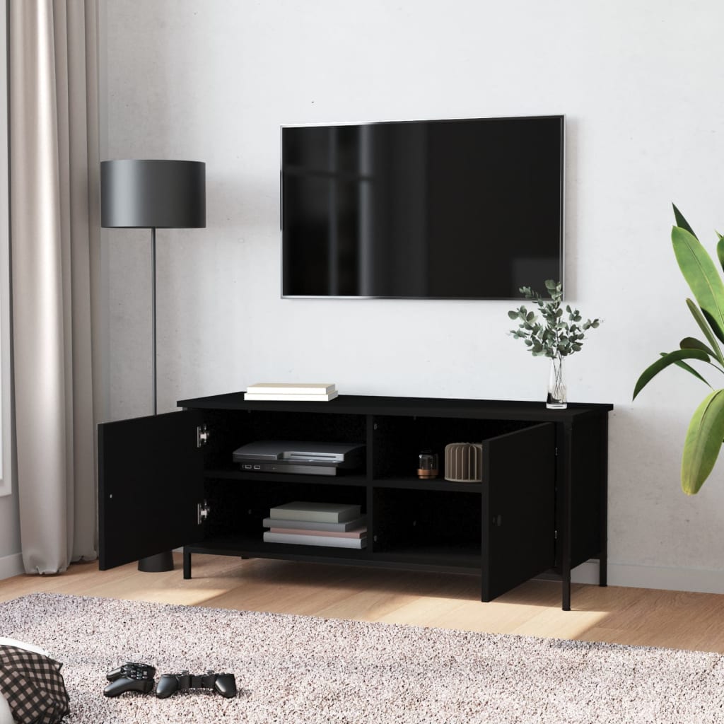 vidaXL TV-Schrank mit Türen Schwarz 102x35x45 cm Holzwerkstoff