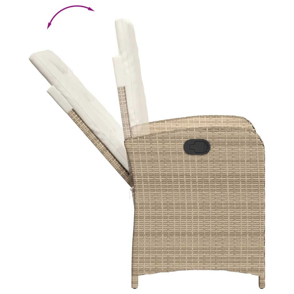 vidaXL 7-tlg. Garten-Essgruppe mit Kissen Beige Poly Rattan