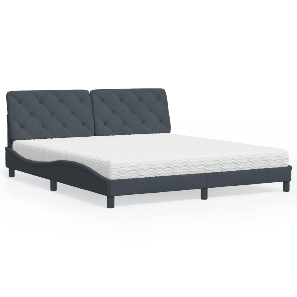 vidaXL Bett mit Matratze Dunkelgrau 180x200 cm Samt