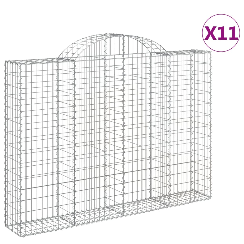 vidaXL Gabionen mit Hochbogen 11Stk. 200x30x140/160cm Verzinktes Eisen