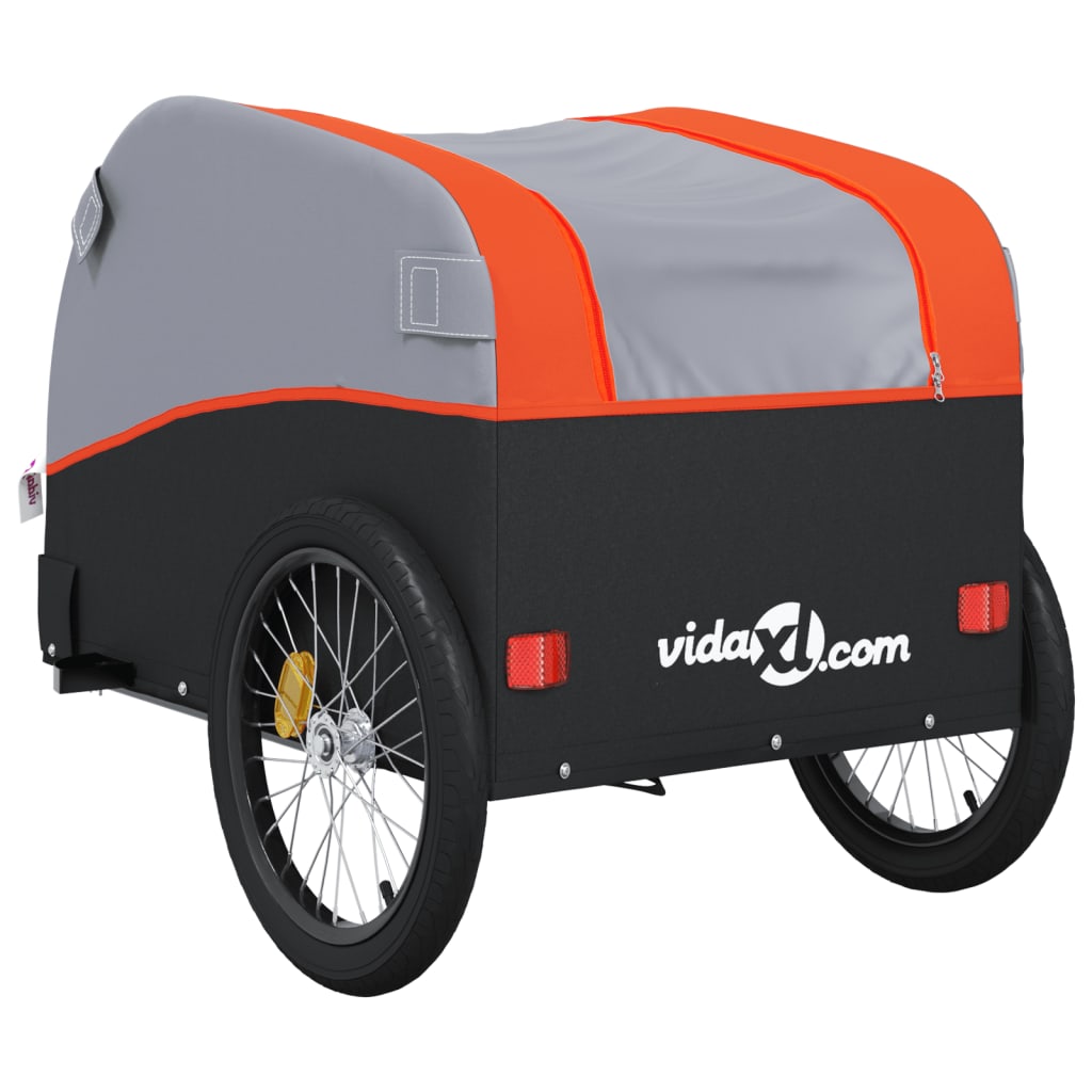 vidaXL Fahrradanhänger Schwarz und Orange 45 kg Eisen