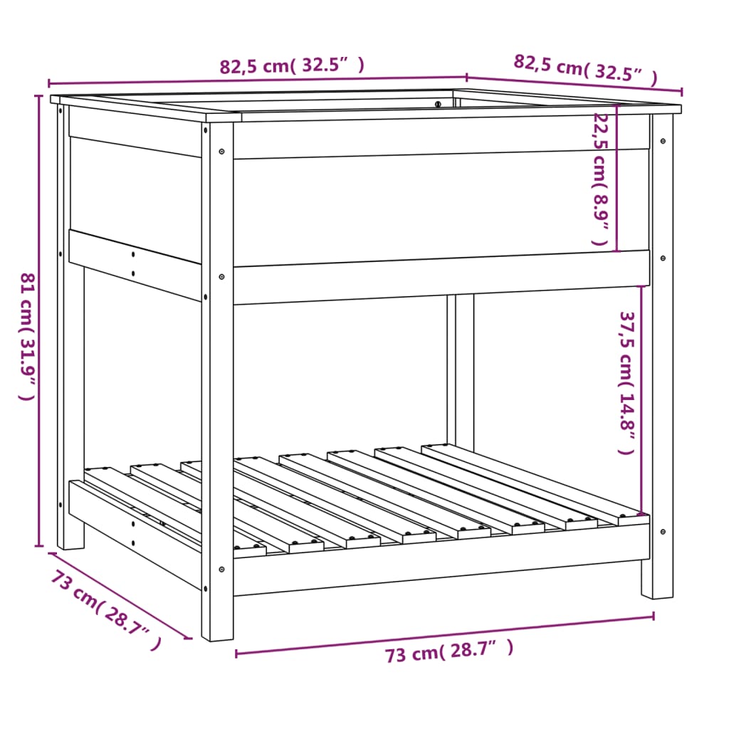 vidaXL Pflanzkübel mit Ablage Honigbraun 82,5x82,5x81 cm Kiefernholz