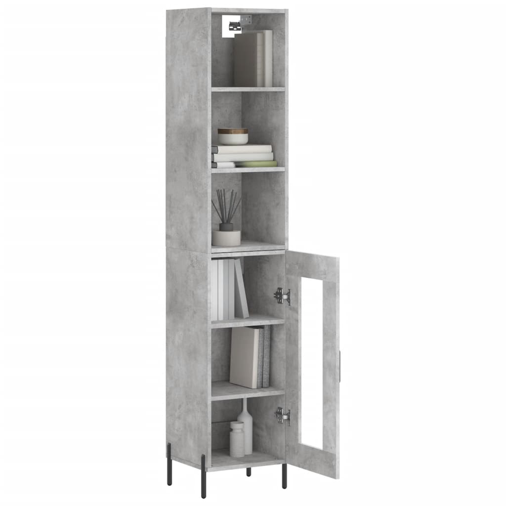 vidaXL Highboard Betongrau 34,5x34x180 cm Holzwerkstoff