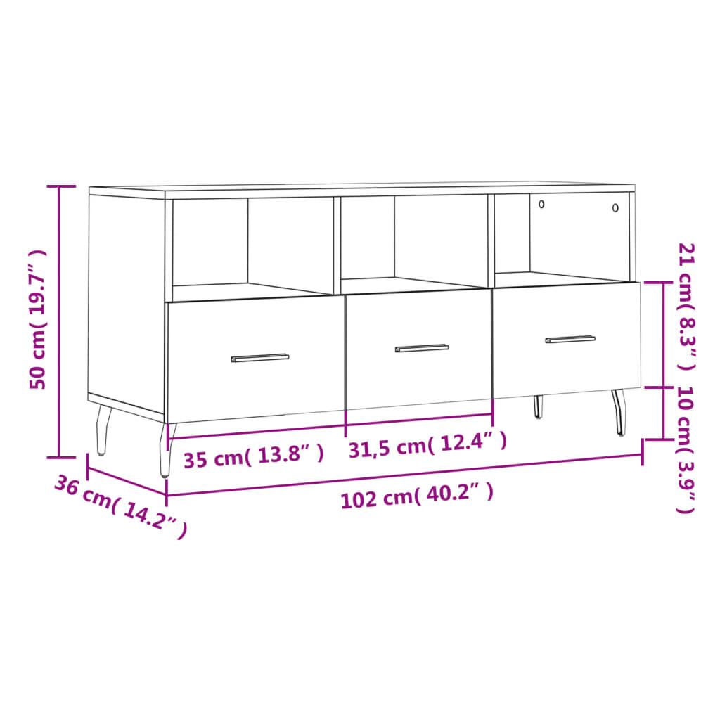 vidaXL TV-Schrank Betongrau 102x36x50 cm Holzwerkstoff