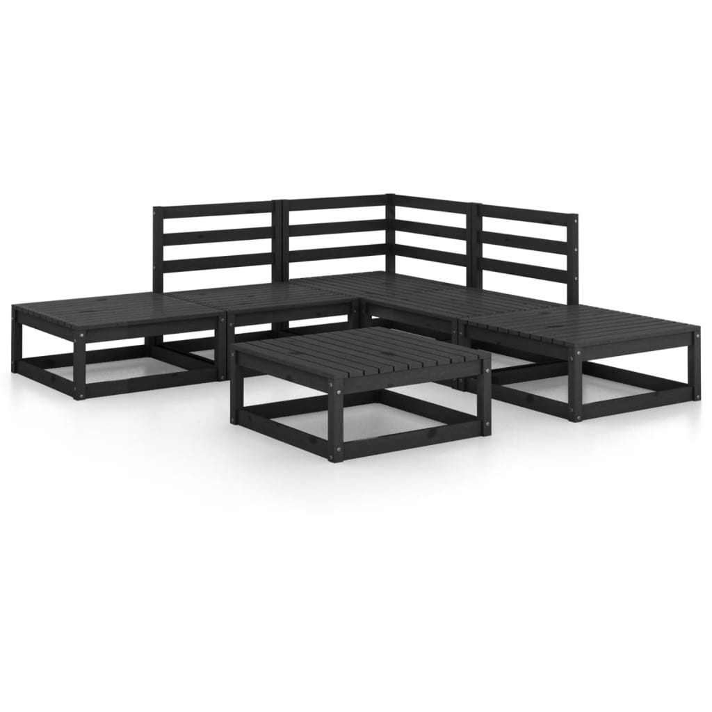 vidaXL 6-tlg. Garten-Lounge-Set Schwarz Massivholz Kiefer