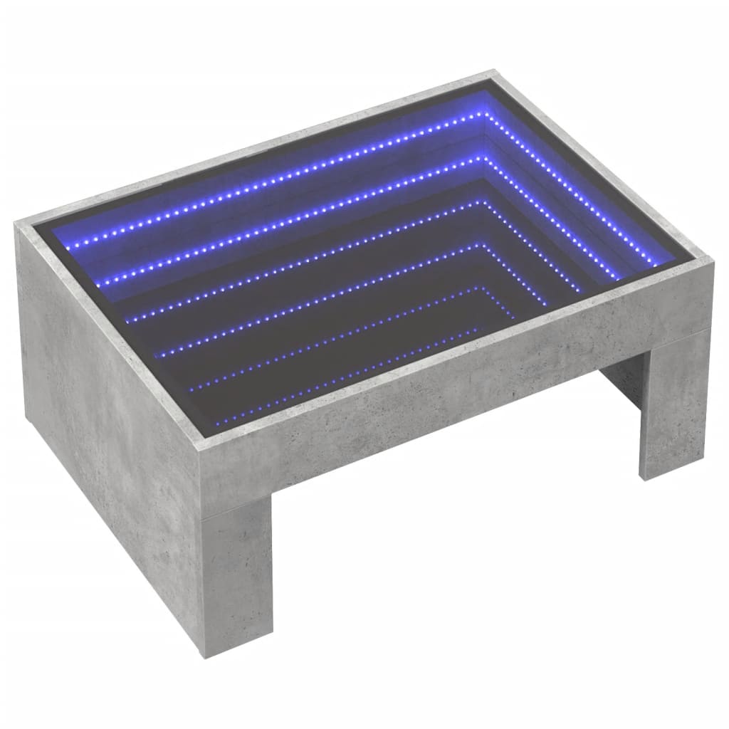 vidaXL Couchtisch mit Infinity-LED Betongrau 70x50x30 cm