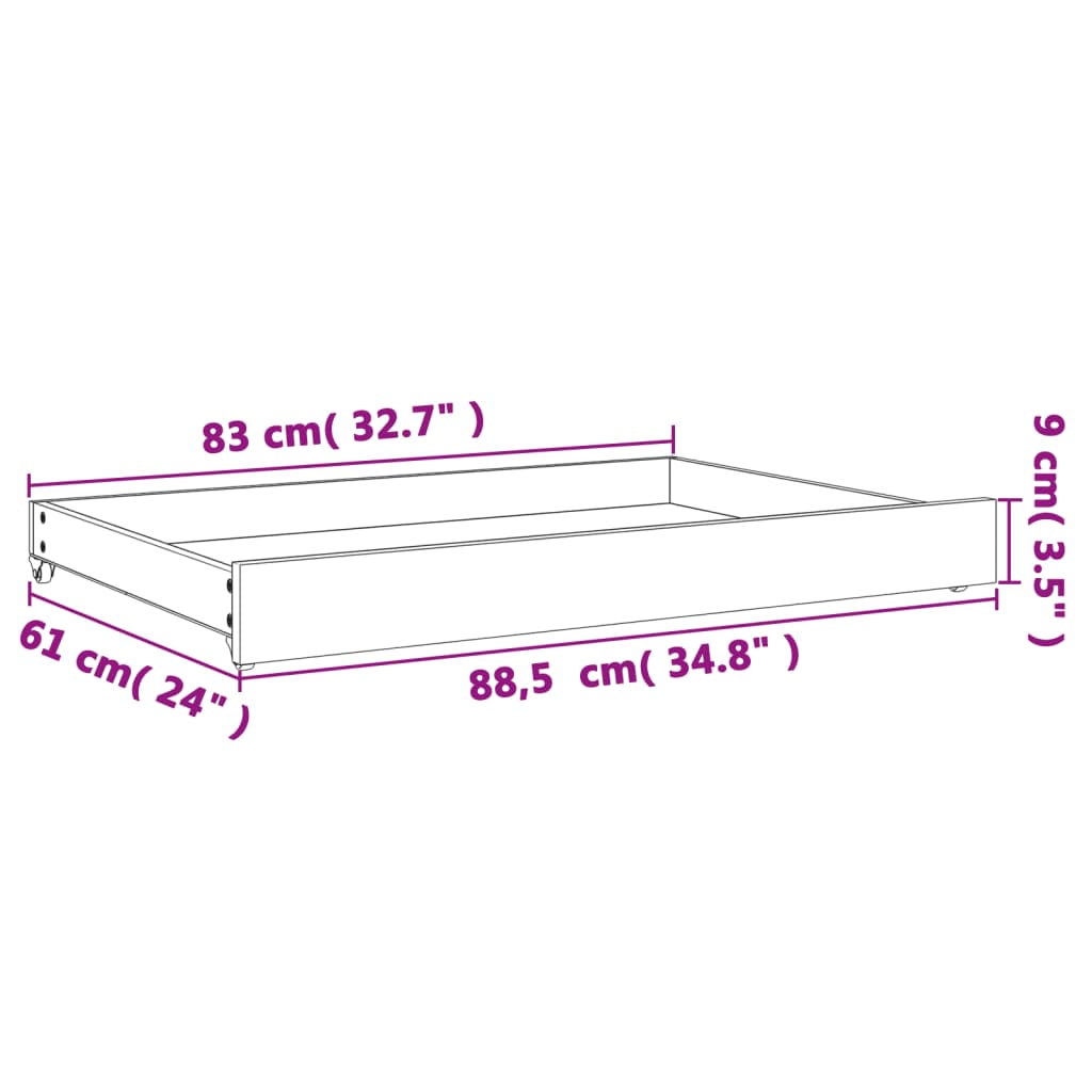 vidaXL Schubladen für Tagesbett 2 Stk. Wachsbraun Massivholz Kiefer