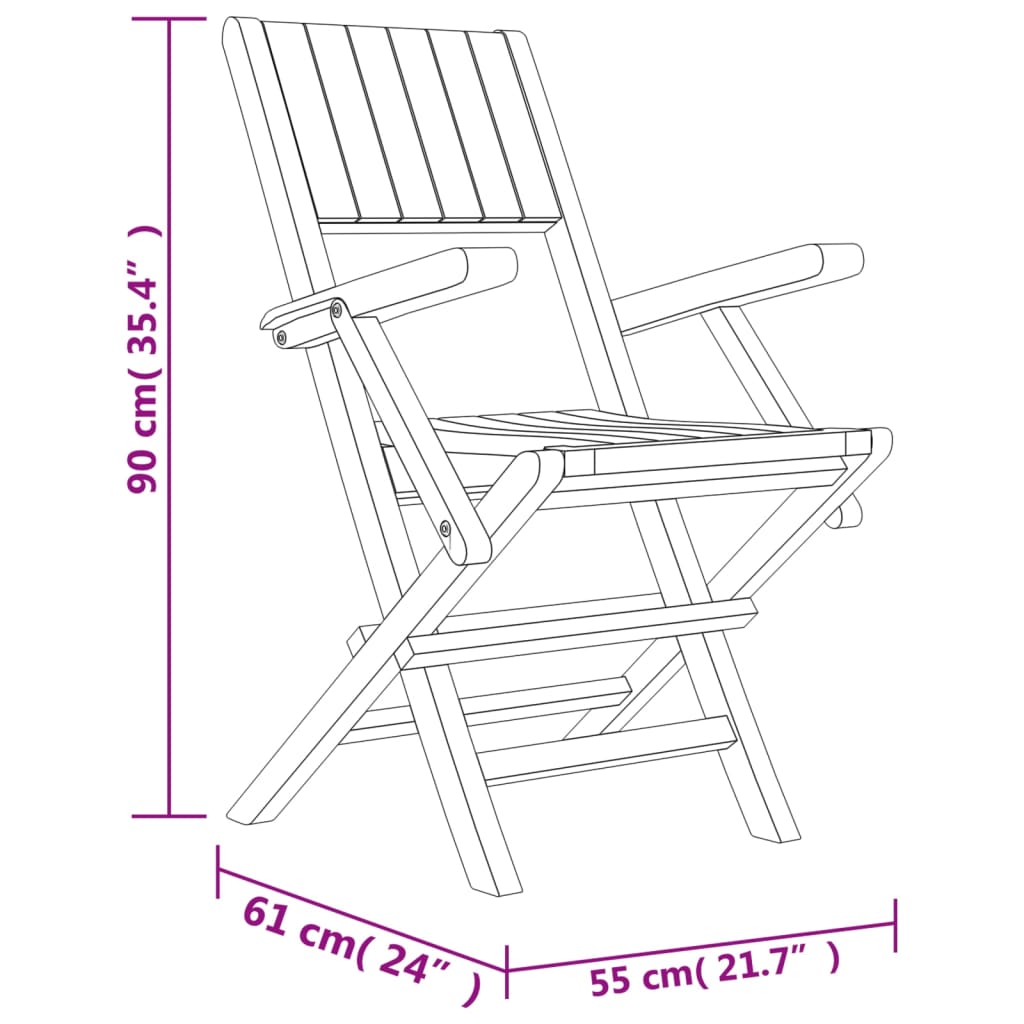 vidaXL Gartenstühle 6 Stk. Klappbar 55x61x90 cm Massivholz Teak