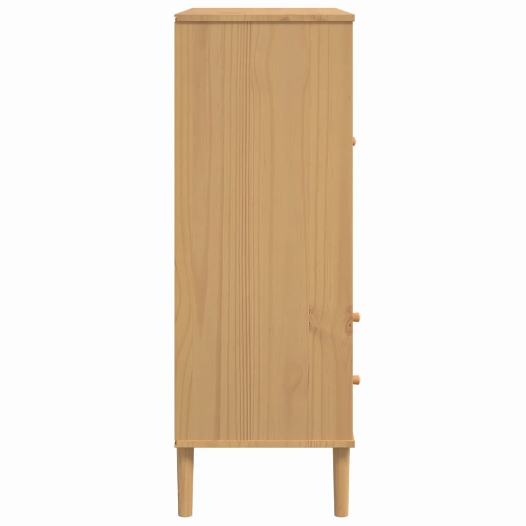 vidaXL Highboard SENJA Rattan-Optik Braun 90x40x112 cm Kiefernholz