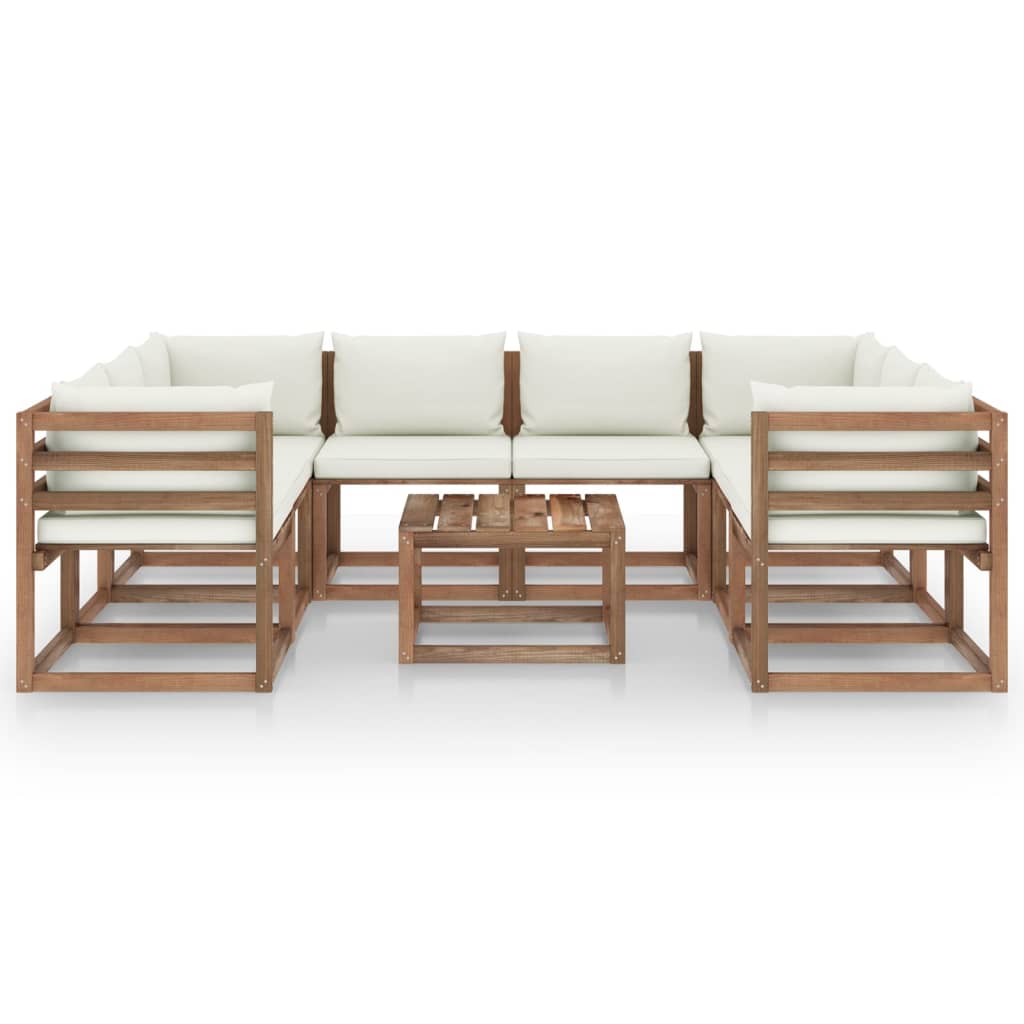 vidaXL 9-tlg. Garten-Lounge-Set mit Kissen in Creme