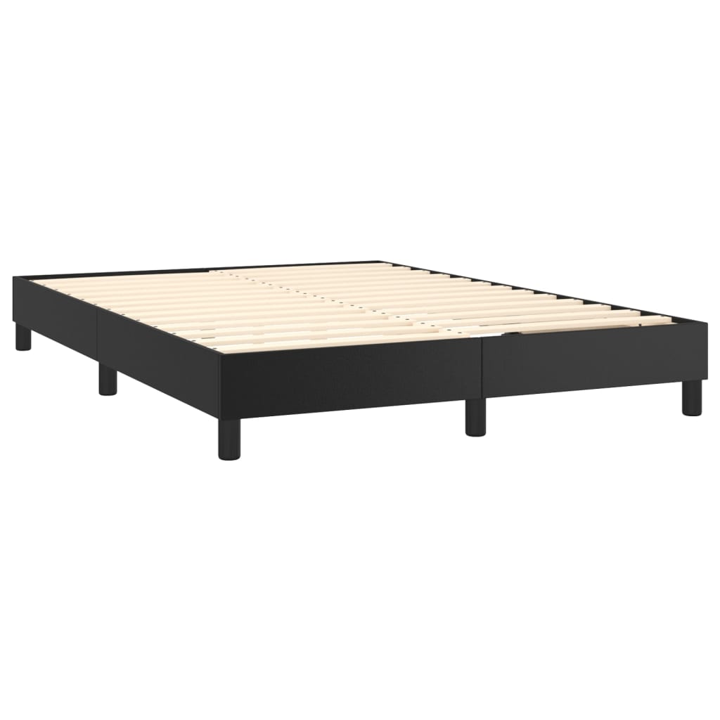 vidaXL Boxspringbett mit Matratze & LED Schwarz 140x200 cm Kunstleder