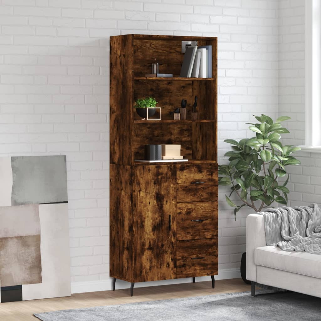 vidaXL Highboard Räuchereiche 69,5x34x180 cm Holzwerkstoff