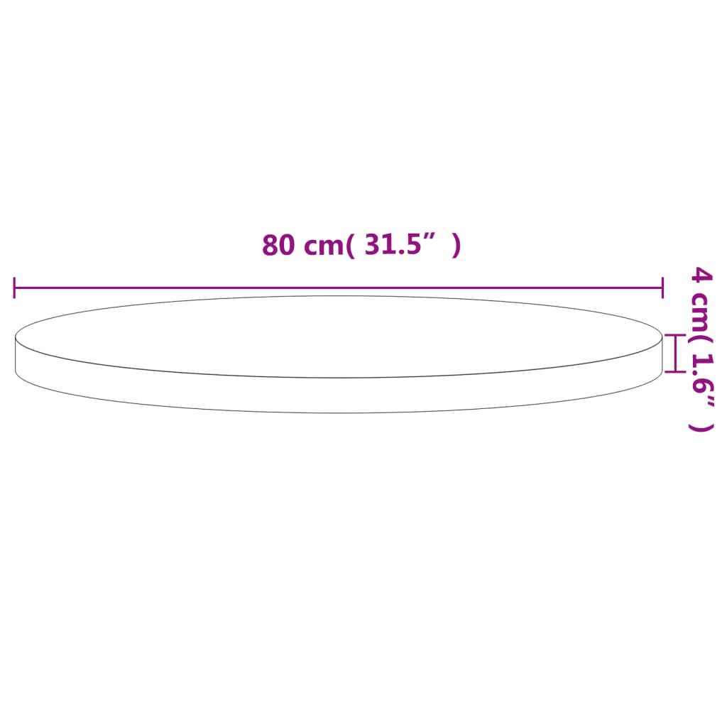 vidaXL Tischplatte Ø80x4 cm Rund Massivholz Buche