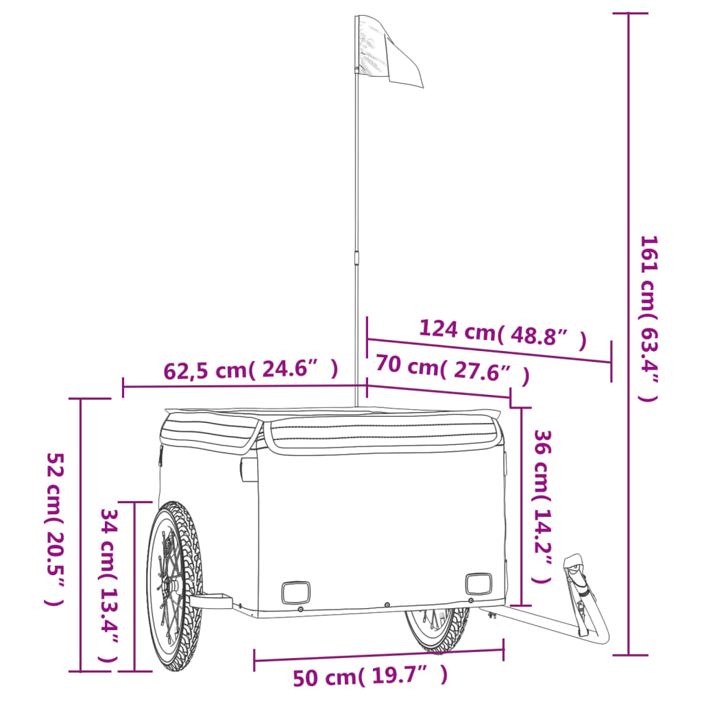 vidaXL Fahrradanhänger Schwarz 45 kg Eisen