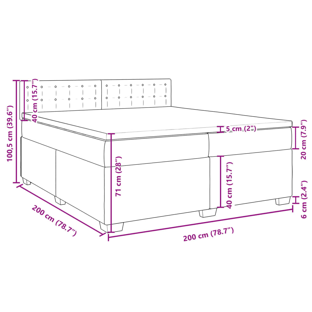 vidaXL Boxspringbett mit Matratze Taupe 200x200 cm Stoff