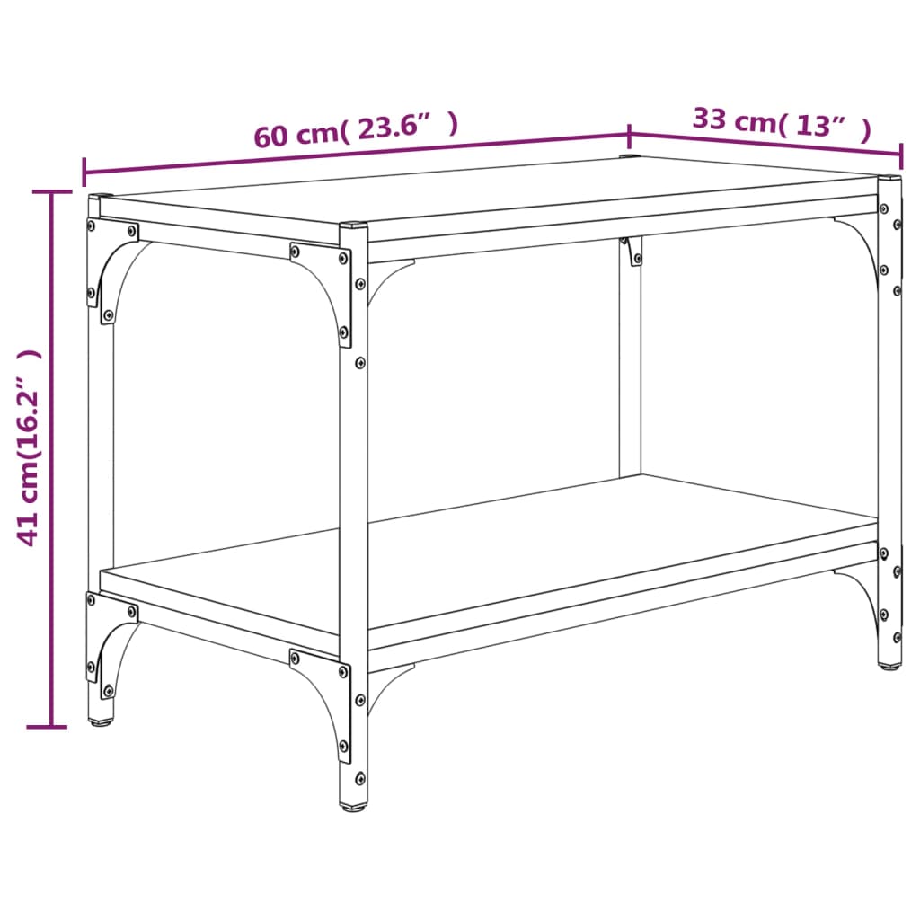 vidaXL TV-Schrank Braun Eichen-Optik 60x33x41 cm Holzwerkstoff Stahl