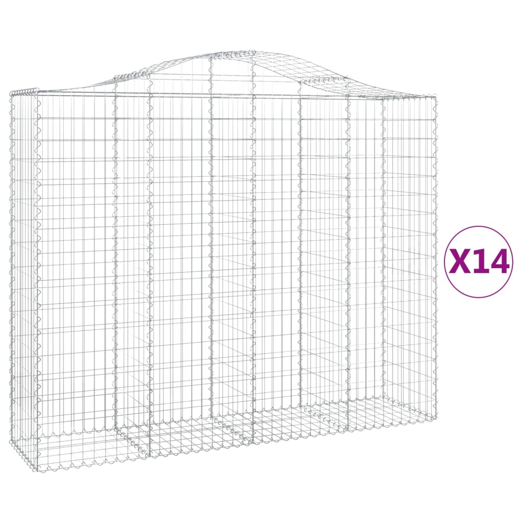 vidaXL Gabionen mit Hochbogen 14Stk. 200x50x160/180cm Verzinktes Eisen