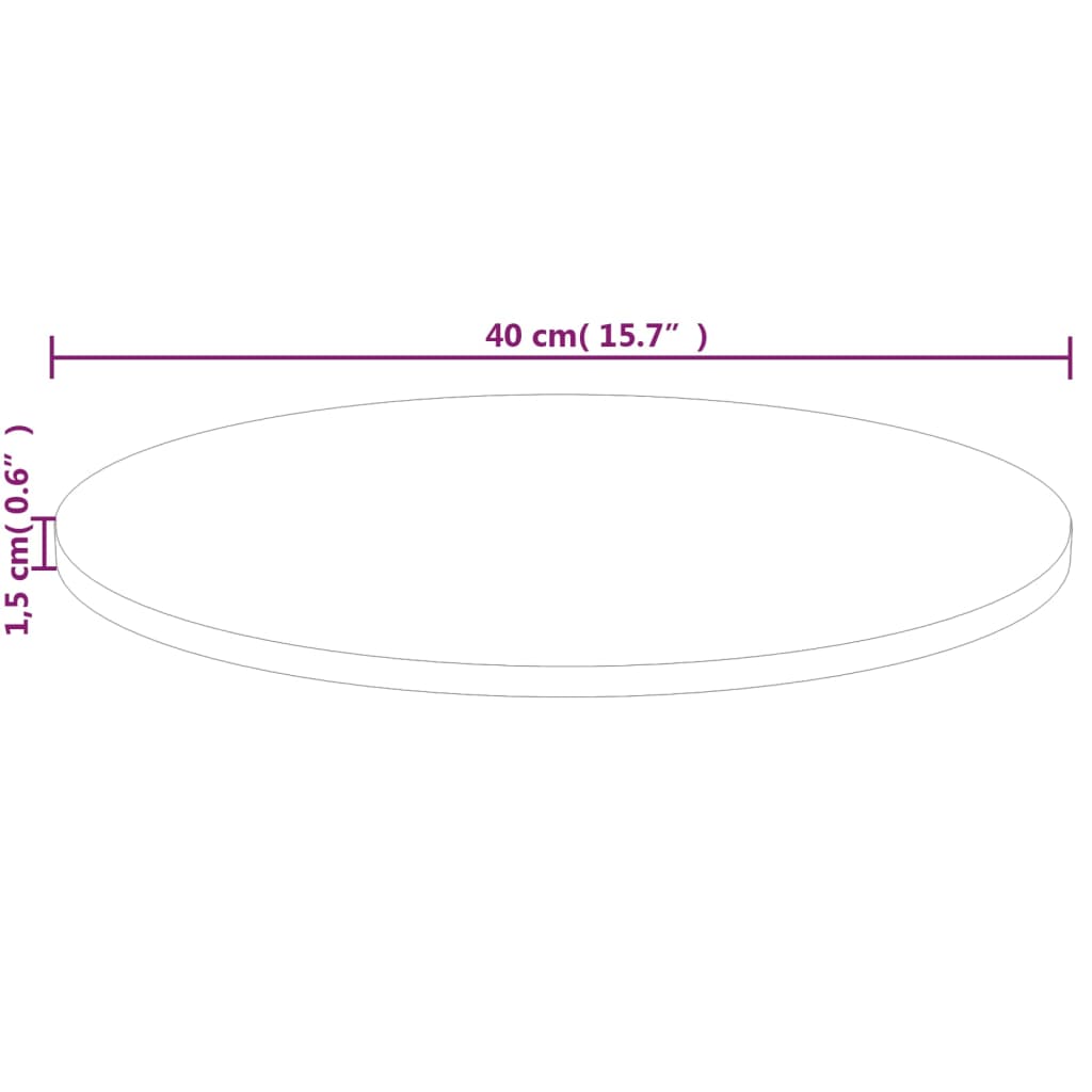 vidaXL Runde Tischplatte Ø40x1,5 cm Unbehandeltes Massivholz Eiche