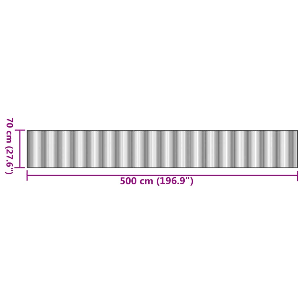 vidaXL Teppich Rechteckig Schwarz 70x500 cm Bambus