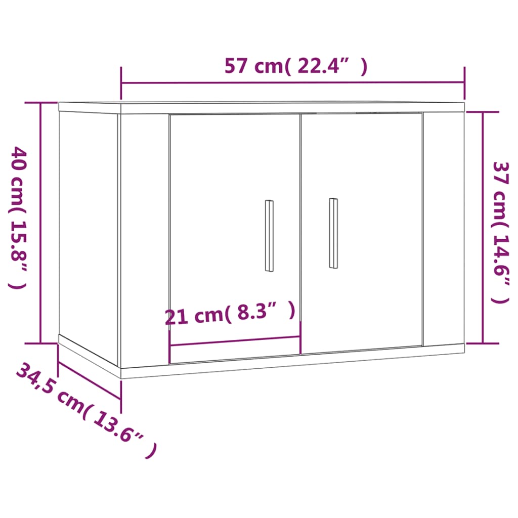 vidaXL TV-Wandschränke 3 Stk. Räuchereiche 57x34,5x40 cm