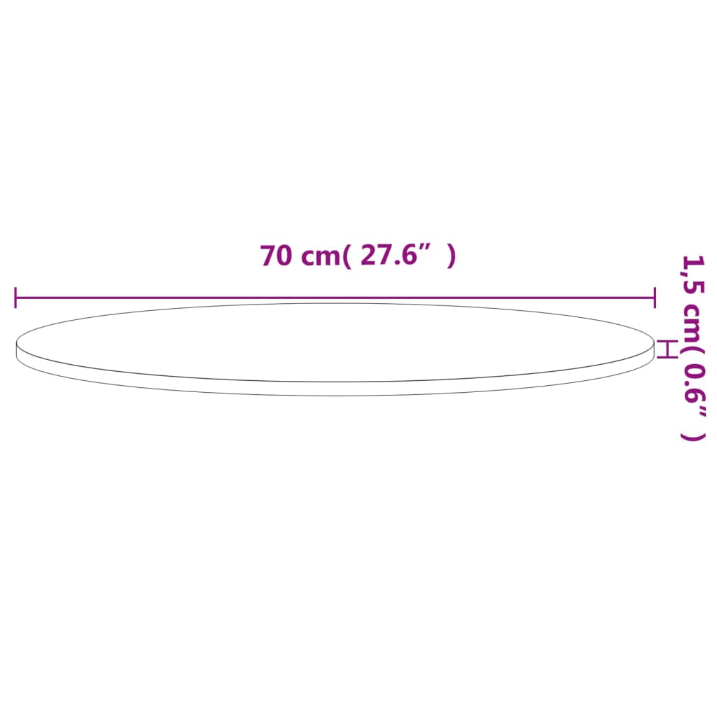 vidaXL Tischplatte Ø70x1,5 cm Rund Massivholz Buche