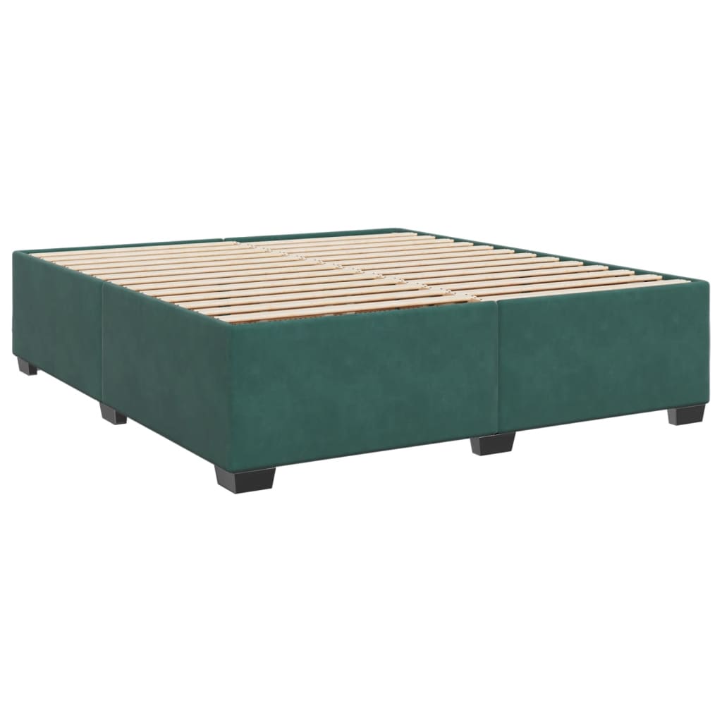 vidaXL Boxspringbett mit Matratze Dunkelgrün 200x200 cm Samt