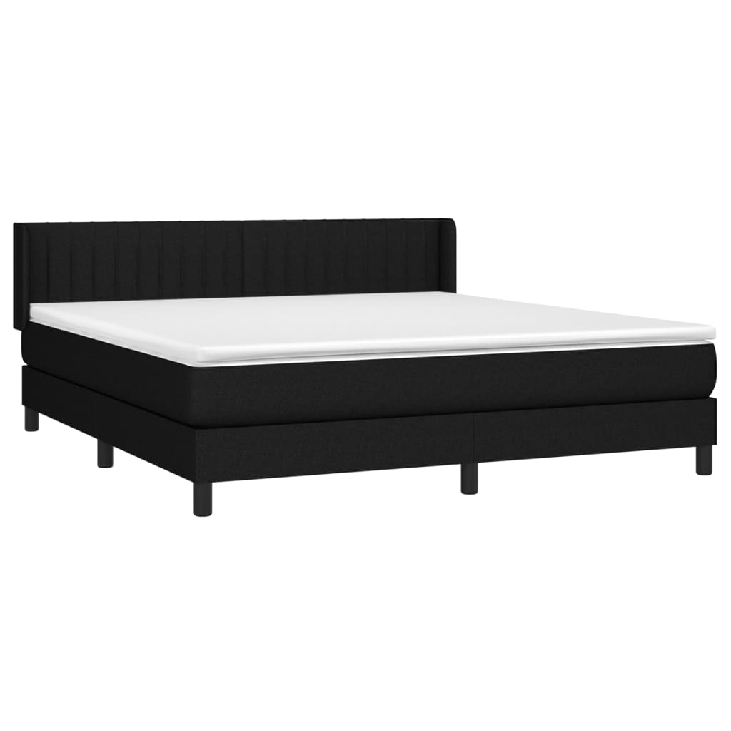 vidaXL Boxspringbett mit Matratze Schwarz 160x200 cm Stoff