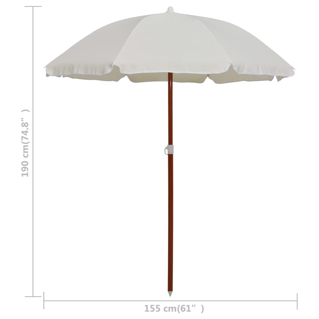 vidaXL Sonnenschirm mit Stahl-Mast 180 cm Sandweiß