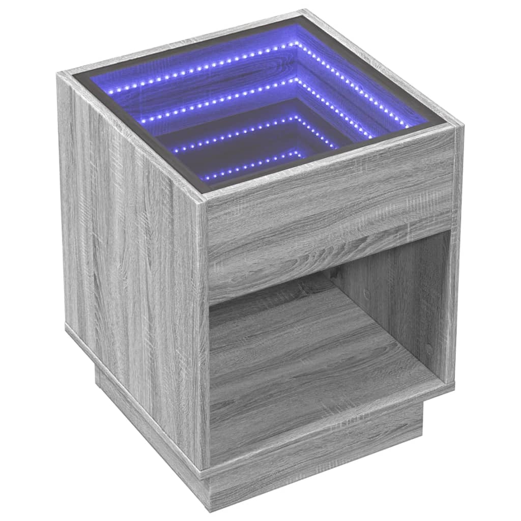 vidaXL Nachttisch mit Infinity-LED Grau Sonoma 40x40x50 cm