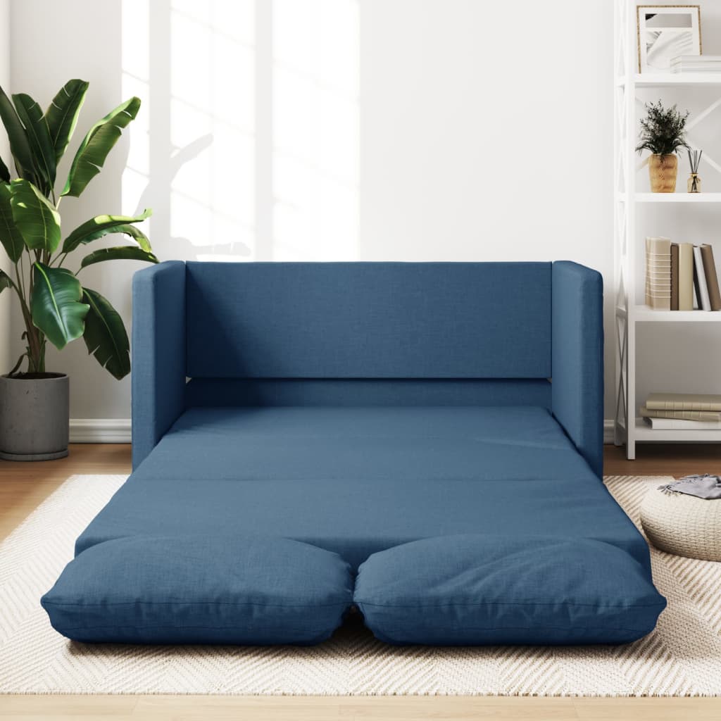 vidaXL Bodensofa mit Schlaffunktion Blau 112x174x55 cm Stoff